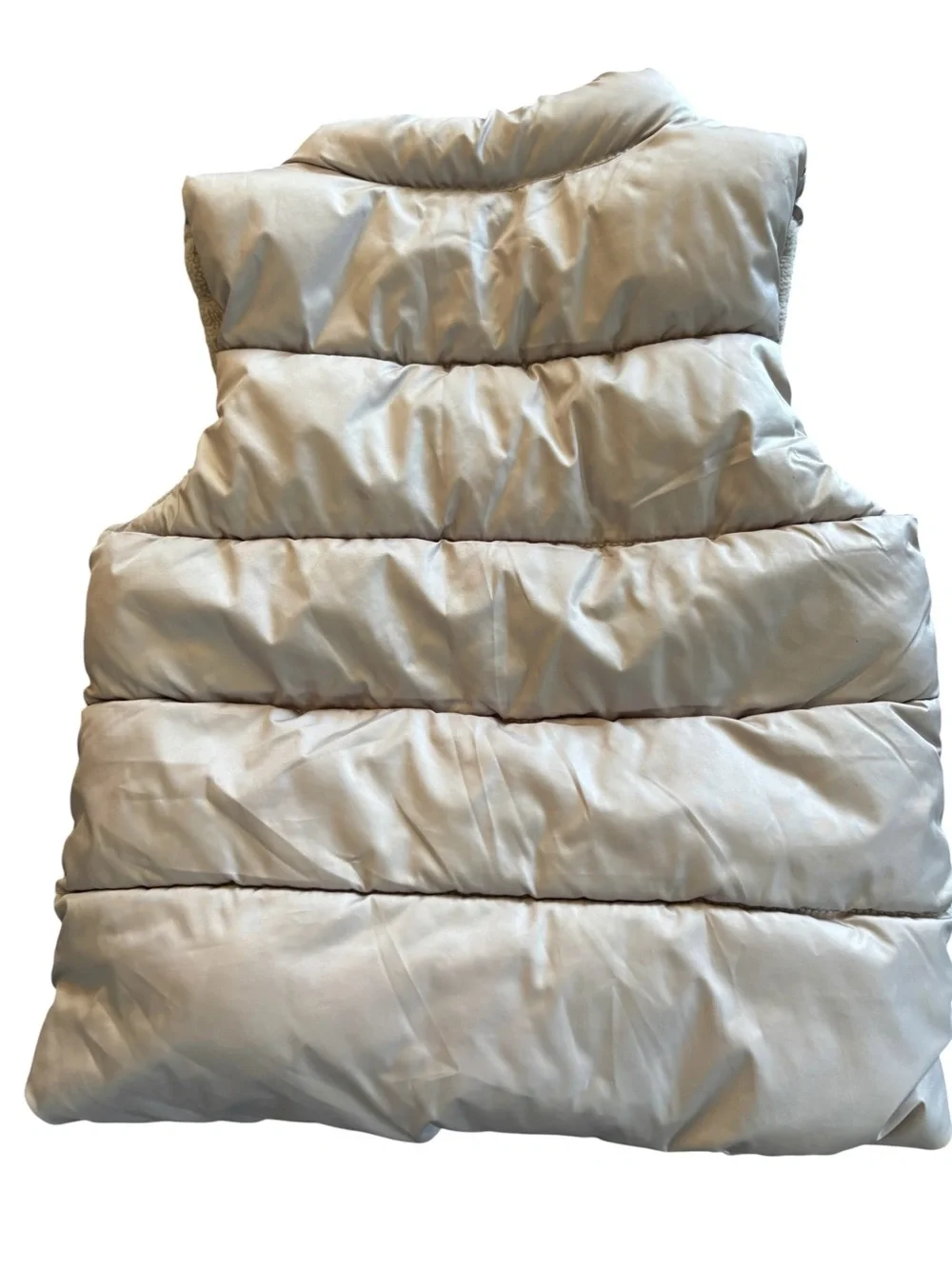 Old Navy 4T Unisex Tan / Cream Fleece Lined Puffer Vest